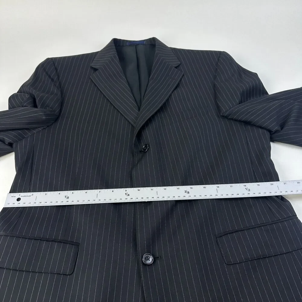 Daniel Cremieux Blazer Loro Piana Super 120s 42R Black Pinstripe Wool Men Jacket